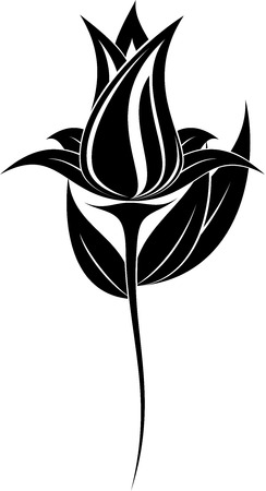 illustration of flowers silhouetteのイラスト素材