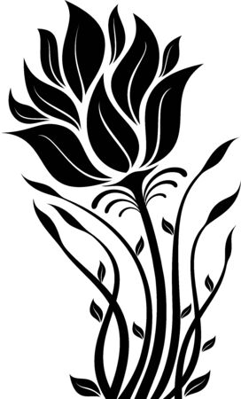 illustration of flowers silhouetteのイラスト素材