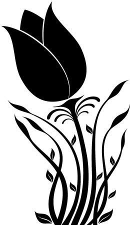 illustration of flowers silhouetteのイラスト素材