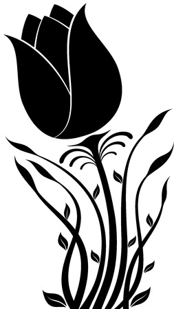 illustration of flowers silhouetteのイラスト素材