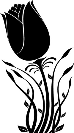 illustration of flowers silhouetteのイラスト素材