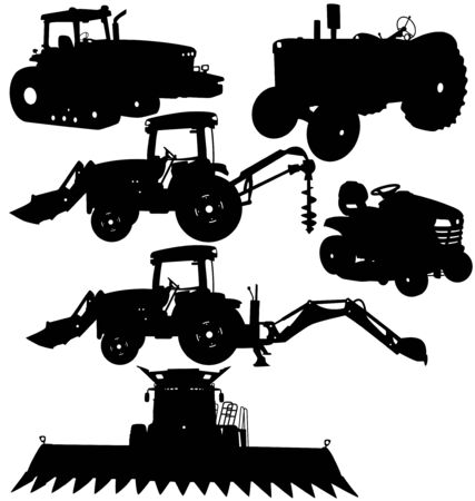 illustration of detailed farm equipments のイラスト素材