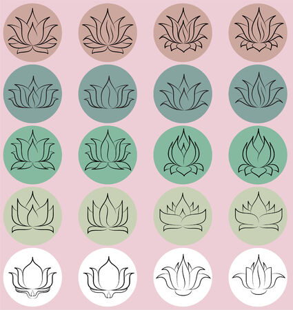 illustration of Lotus Set iconsのイラスト素材