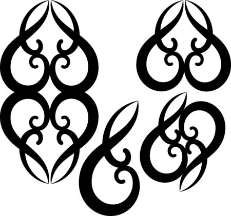 Illustration of Ornaments set silhouette のイラスト素材