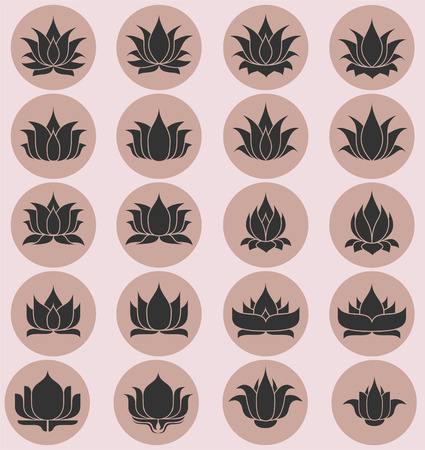 illustration of Lotus Set iconsのイラスト素材