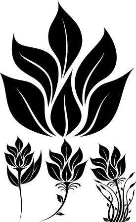 illustration of flowers silhouetteのイラスト素材