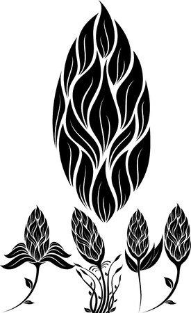 illustration of flowers silhouetteのイラスト素材