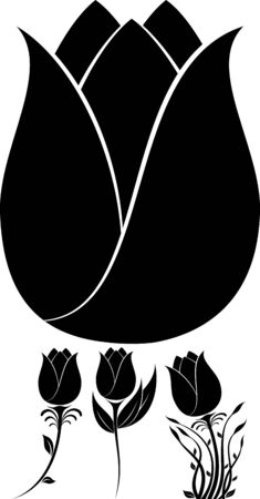 illustration of flowers silhouetteのイラスト素材