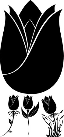 illustration of flowers silhouetteのイラスト素材