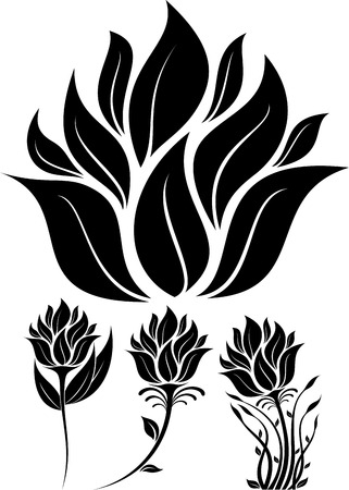 illustration of flowers silhouetteのイラスト素材