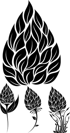 illustration of flowers silhouetteのイラスト素材