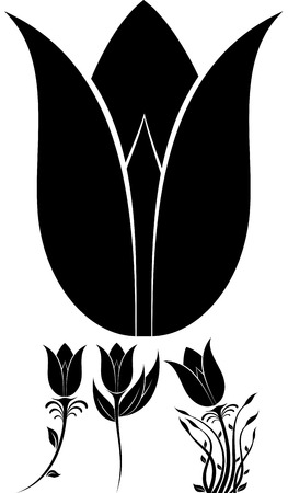 illustration of flowers silhouetteのイラスト素材