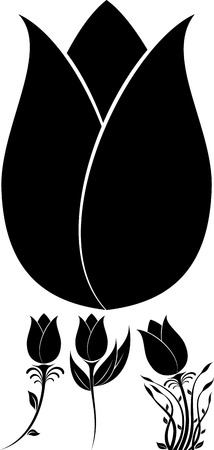 illustration of flowers silhouetteのイラスト素材