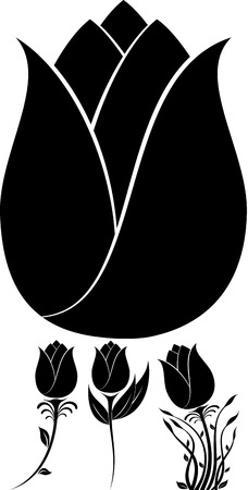 illustration of flowers silhouetteのイラスト素材