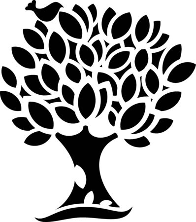 great illustration of Ornaments spring Tree silhouette ready for cnc and printsのイラスト素材