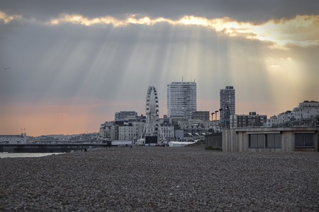 Brighton East Sussex UK summertime blue skyのeditorial素材