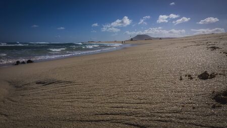 Sand patterns on the Nature reserve, Park Natural, Corralejo, Fuerteventura, Canary Islands, Spain.の写真素材
