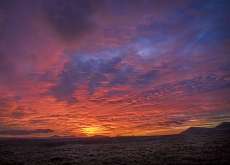 Corralejo natural reserve, with low sun and dramatic lighting, Fuerteventua, Canary Islands, Spainの写真素材