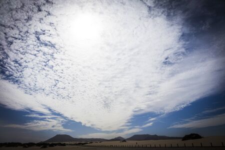 Corralejo natural reserve, with low sun and dramatic lighting, Fuerteventua, Canary Islands, Spainの写真素材
