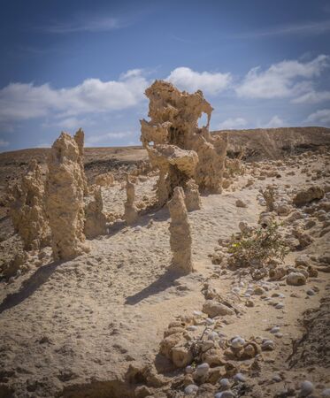 Natural sand scaltures in Fuerteventura the canary-islands Spainの写真素材