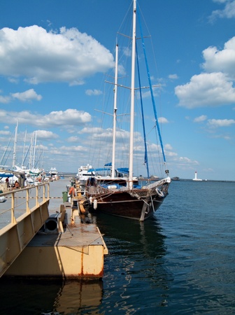  yachts on an anchor in harbor の写真素材