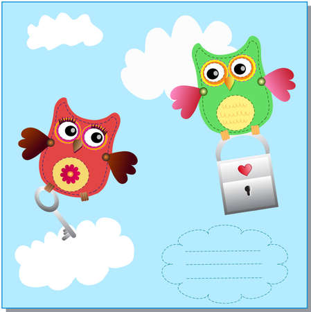 little sweet owls message のイラスト素材