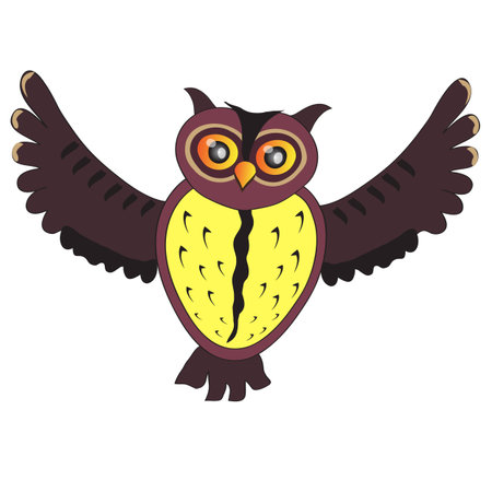 Cartoon flying Owl (vector version)のイラスト素材