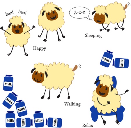 Doodle sheep set のイラスト素材