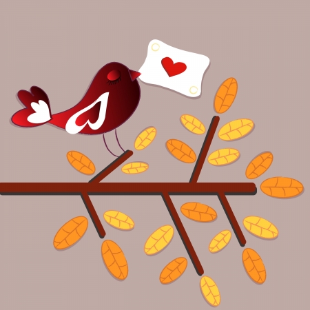 bird love card のイラスト素材