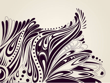 Elegant artistic background with curves and curled elements of nature - easy to edit isolated silhouettesのイラスト素材