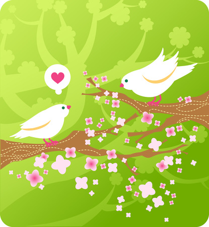 cute birds in loveのイラスト素材