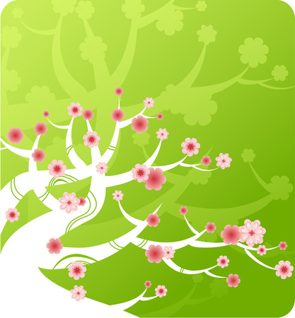 spring tree green bannerのイラスト素材