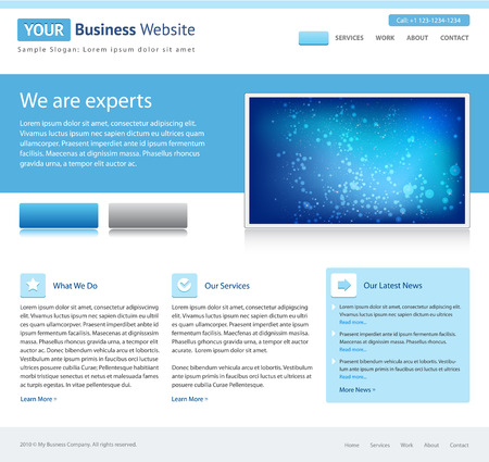 blue business website template - home page design - clean and simple - with a space for a textのイラスト素材