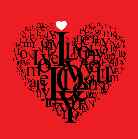 love background - typographic heart shapeのイラスト素材