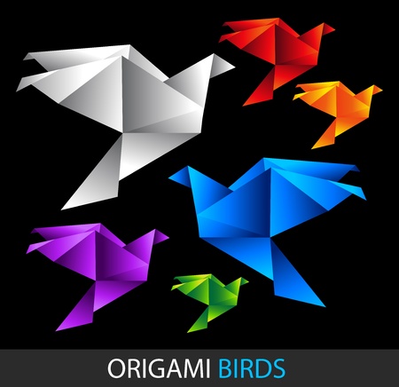 colorful origami birdsのイラスト素材