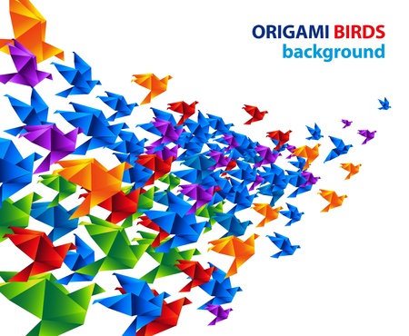 origami birds flight abstract backgroundのイラスト素材