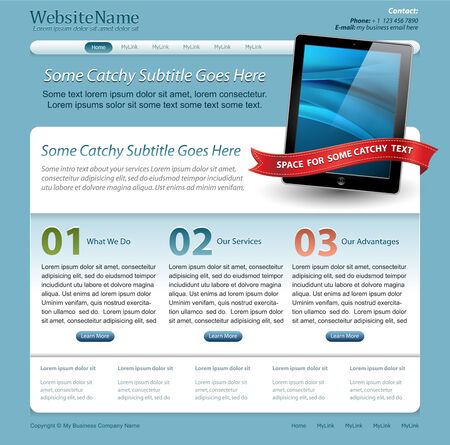 web site template with touch pad tabletのイラスト素材