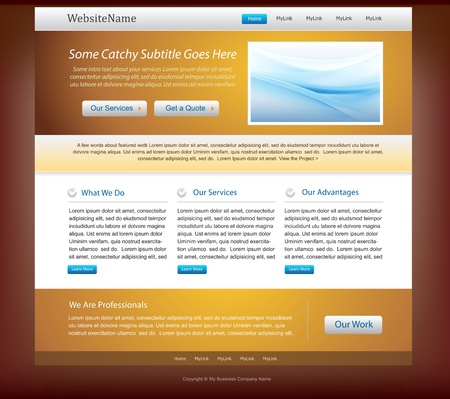 Website design template - golden and blue colorsの写真素材
