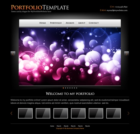black stylish website template for personal portfolio - perfect layout for photographers, designers and design studioの写真素材