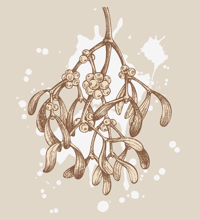 retro christmas mistletoeのイラスト素材