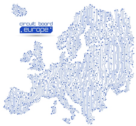 circuit board europe map backgroundのイラスト素材