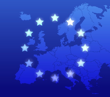 Europe map and flag backgroundのイラスト素材