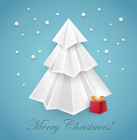 Awesome Christmas tree origami greeting card design - vectorのイラスト素材