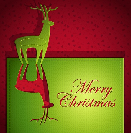 Christmas creative greeting card design with Santa's Deer - Vector illustration paper art origamiのイラスト素材