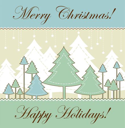 vintage Christmas card - retro style vector illustrationのイラスト素材