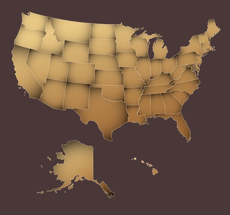 US Map with layered states - editable vectorのイラスト素材