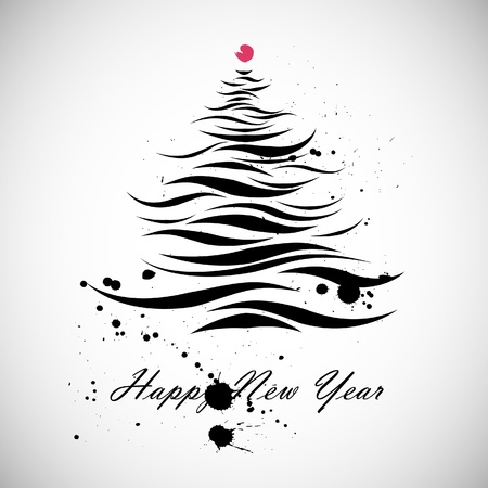 New Year Christmas tree shape in calligraphic styleのイラスト素材