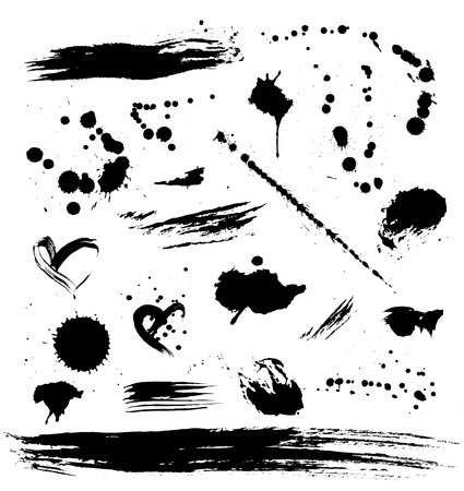 grunge set of paint stains - text grungy decoration effects - isolated on white background - vectorのイラスト素材