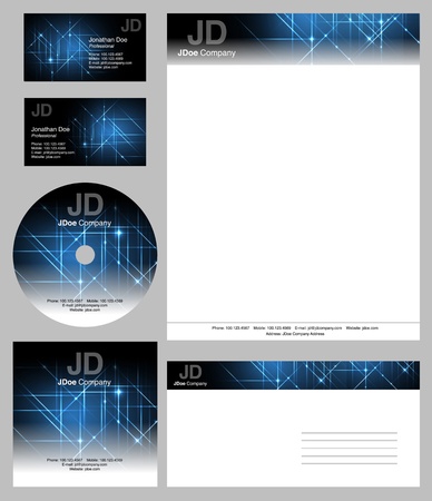 business style templates - vector editable business cards design, letterhead, brochure, cd dvd coverのイラスト素材