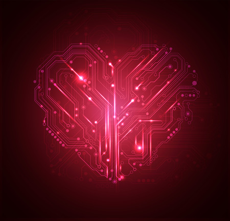 circuit board heart backgroundの写真素材